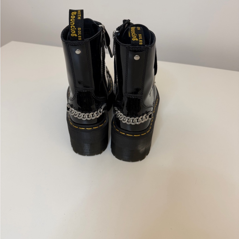 Dr. Martens Black Jadon Patent Chain Leather Platform Boots - Picture 4 of 14